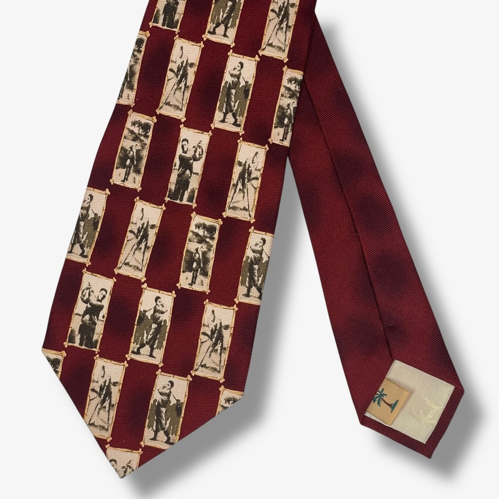 Tommy Bahama Silk‎ Necktie Mens Burgundy Golfers Checkered Designer 58"x4"